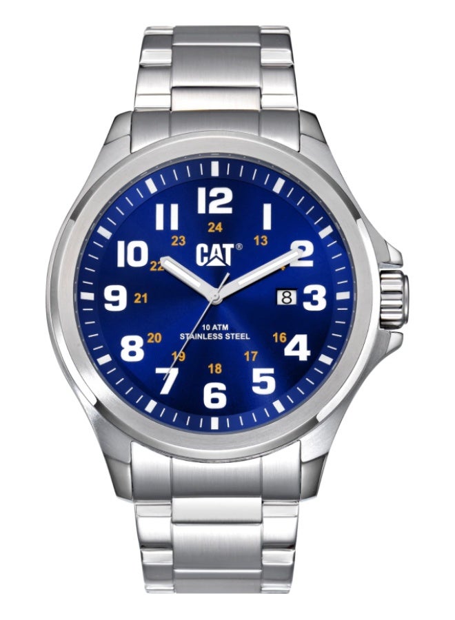 Caterpillar Operator Blue Dial Silver Stainless Steel Band Men Watch PU.141.11.617
